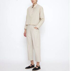 7115 By Szeki Signature 3/4 Cropped Shirt Jacket - Textured Beige